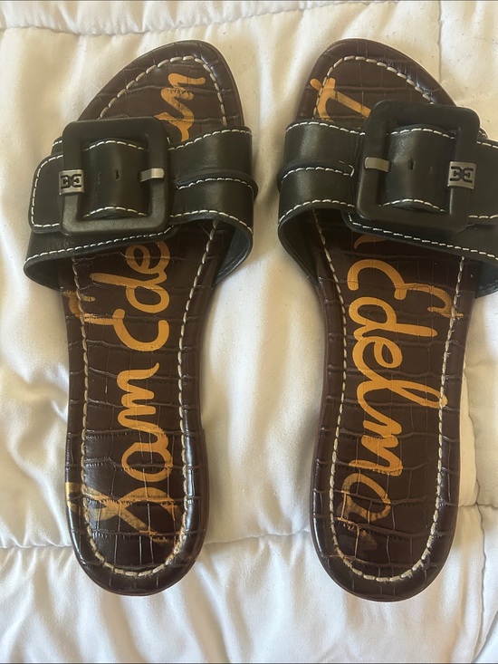 Sam Edelman Shoes - Sam Edelman Black Leather Buckle Slide Sandals - size 9.5